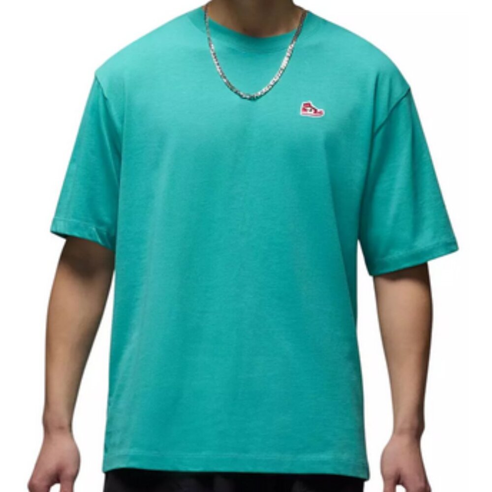 JORDAN Retro AJ1 Sneaker Patch Short Sleeve T-Shirt Teal sz XL NWT